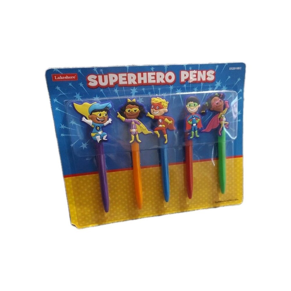 Super Hero Pens Lakeshore Kids Homeschool Classroom Set Of 5 School‎ Writing New
